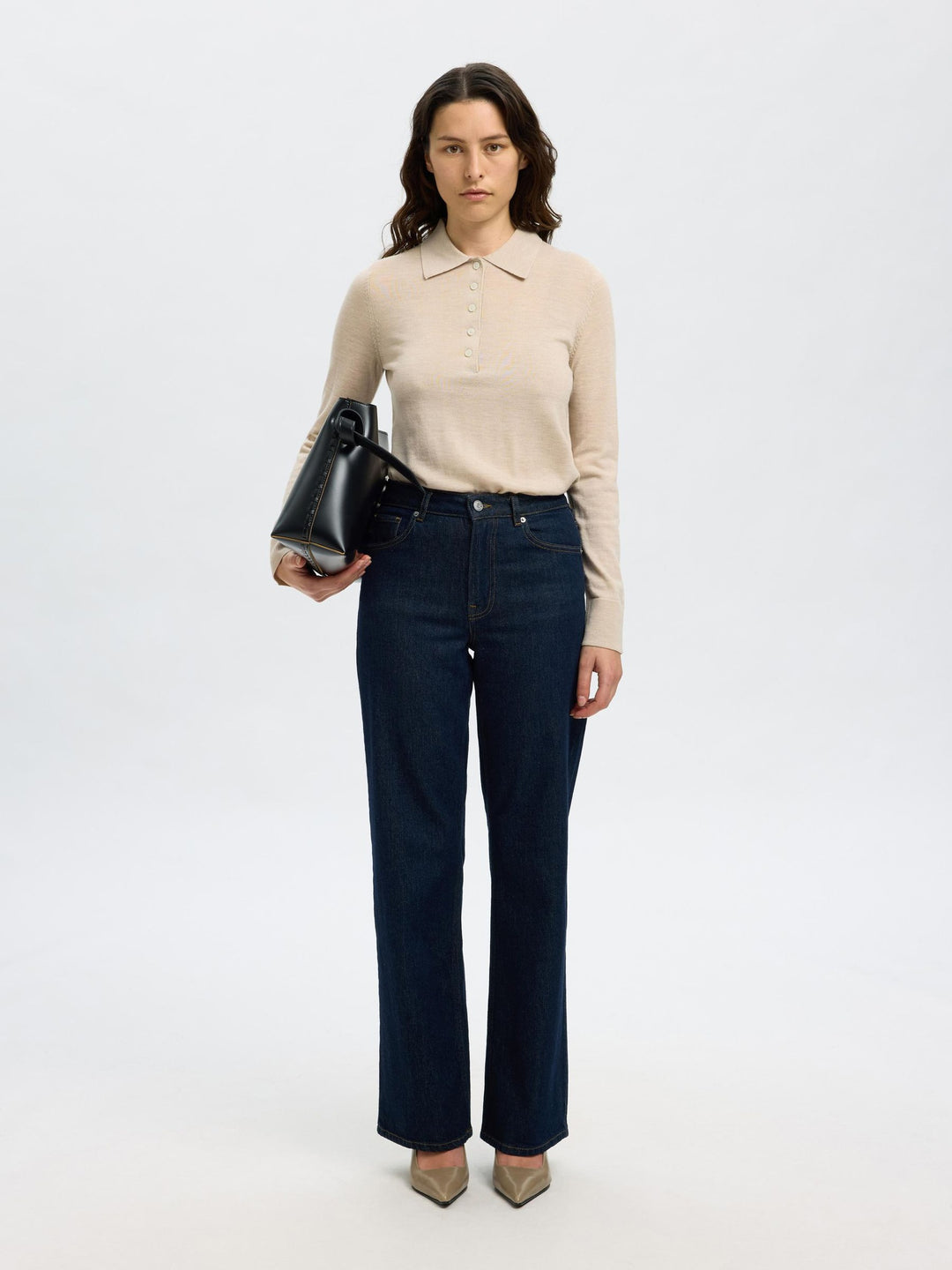 Maglia polo in lana merino