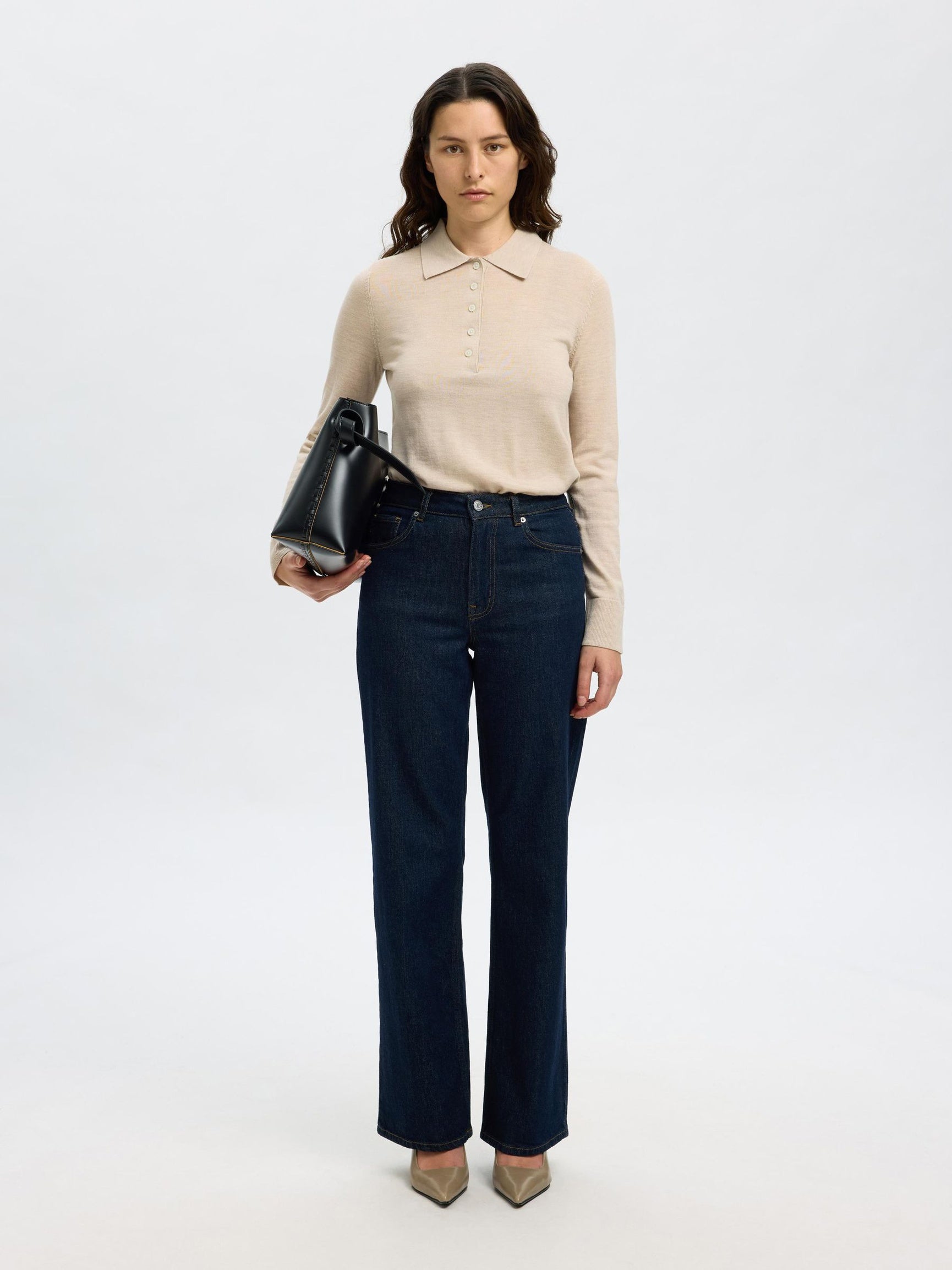 Maglia polo in lana merino
