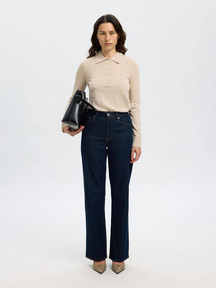 Maglia polo in lana merino
