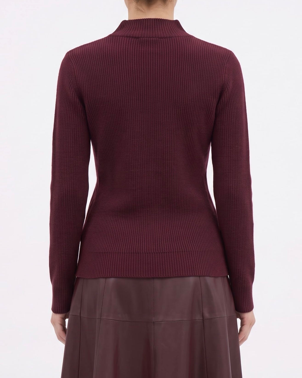 Maglia a Lupetto Isabelle Blanche Bordeaux in 100% Lana con Motivo Intrecciato