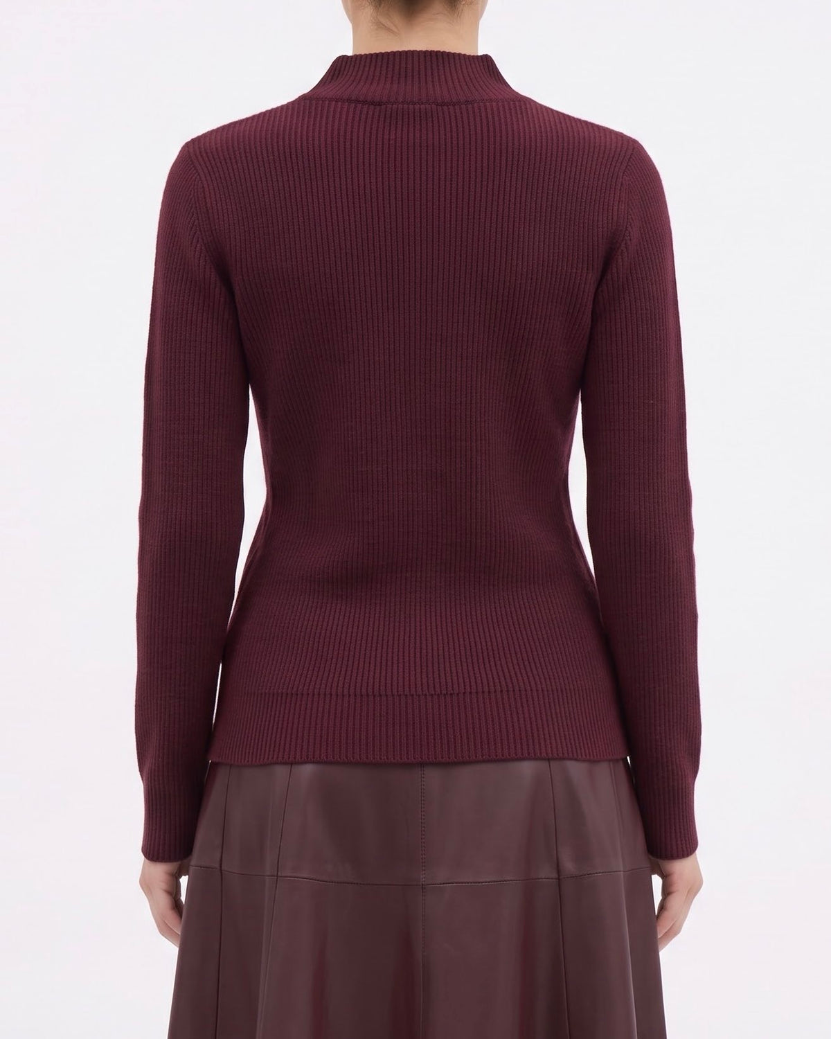 Maglia a Lupetto Isabelle Blanche Bordeaux in 100% Lana con Motivo Intrecciato