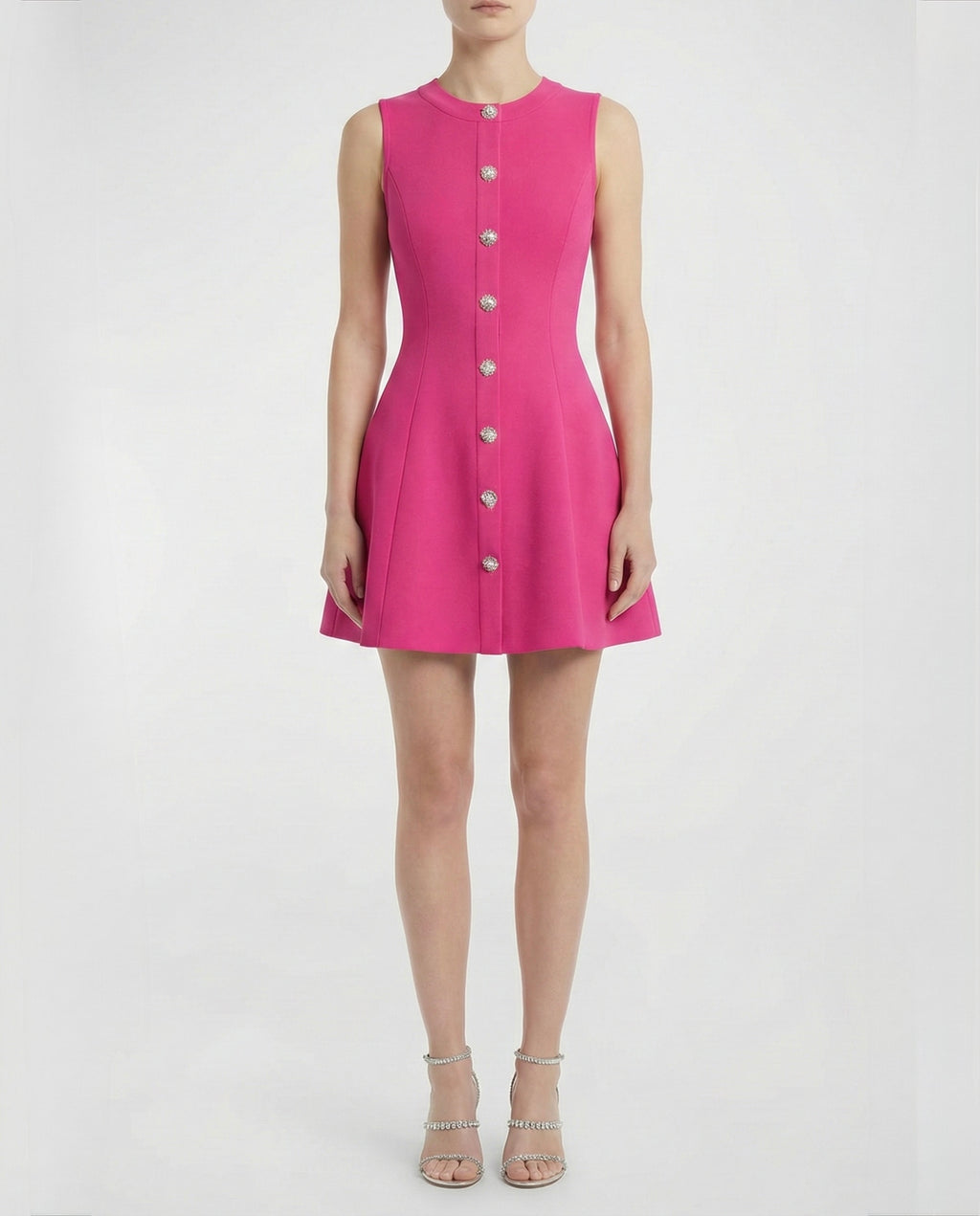 Abito corto con bottoni gioiello