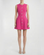 Abito corto con bottoni gioiello