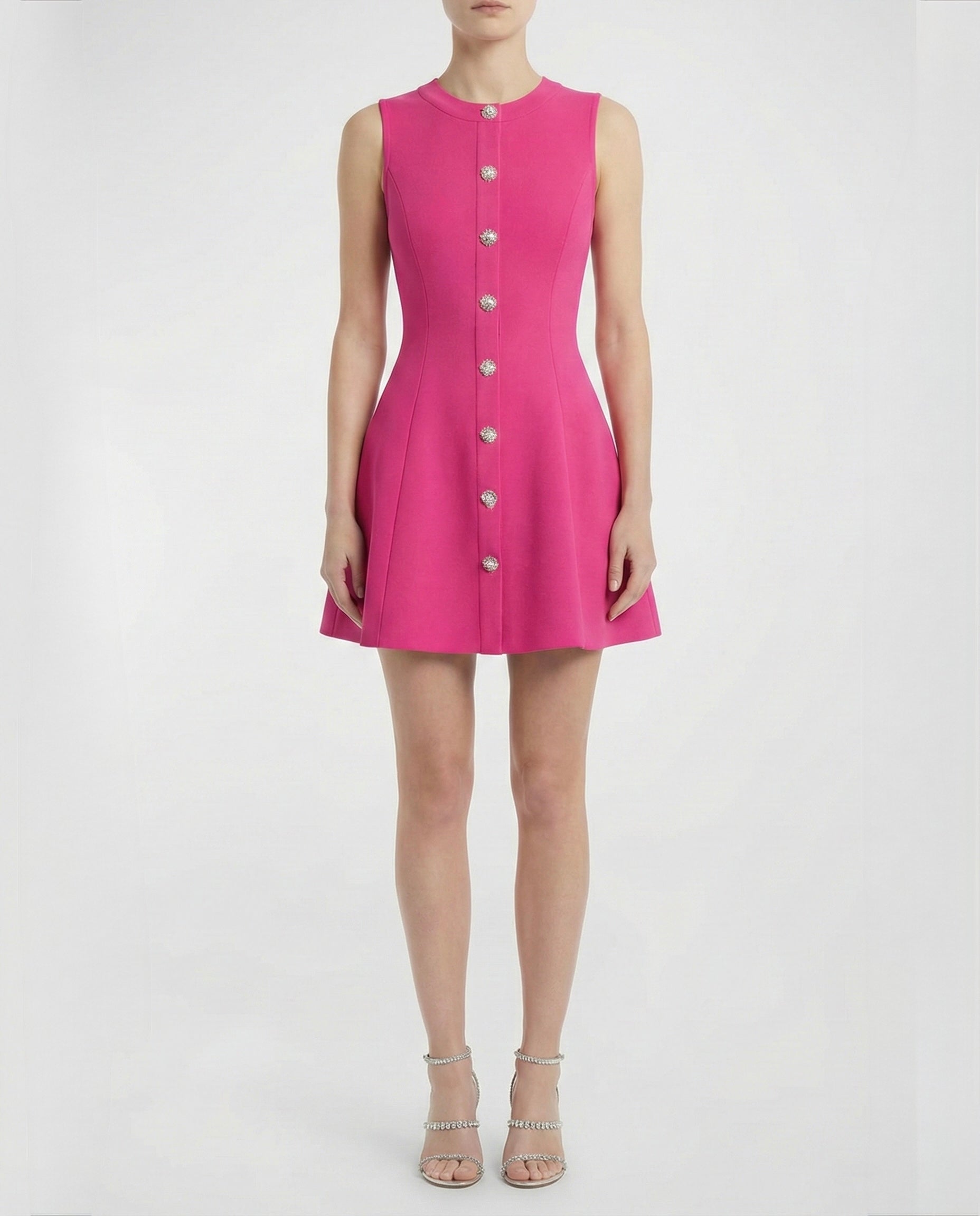 Abito corto con bottoni gioiello