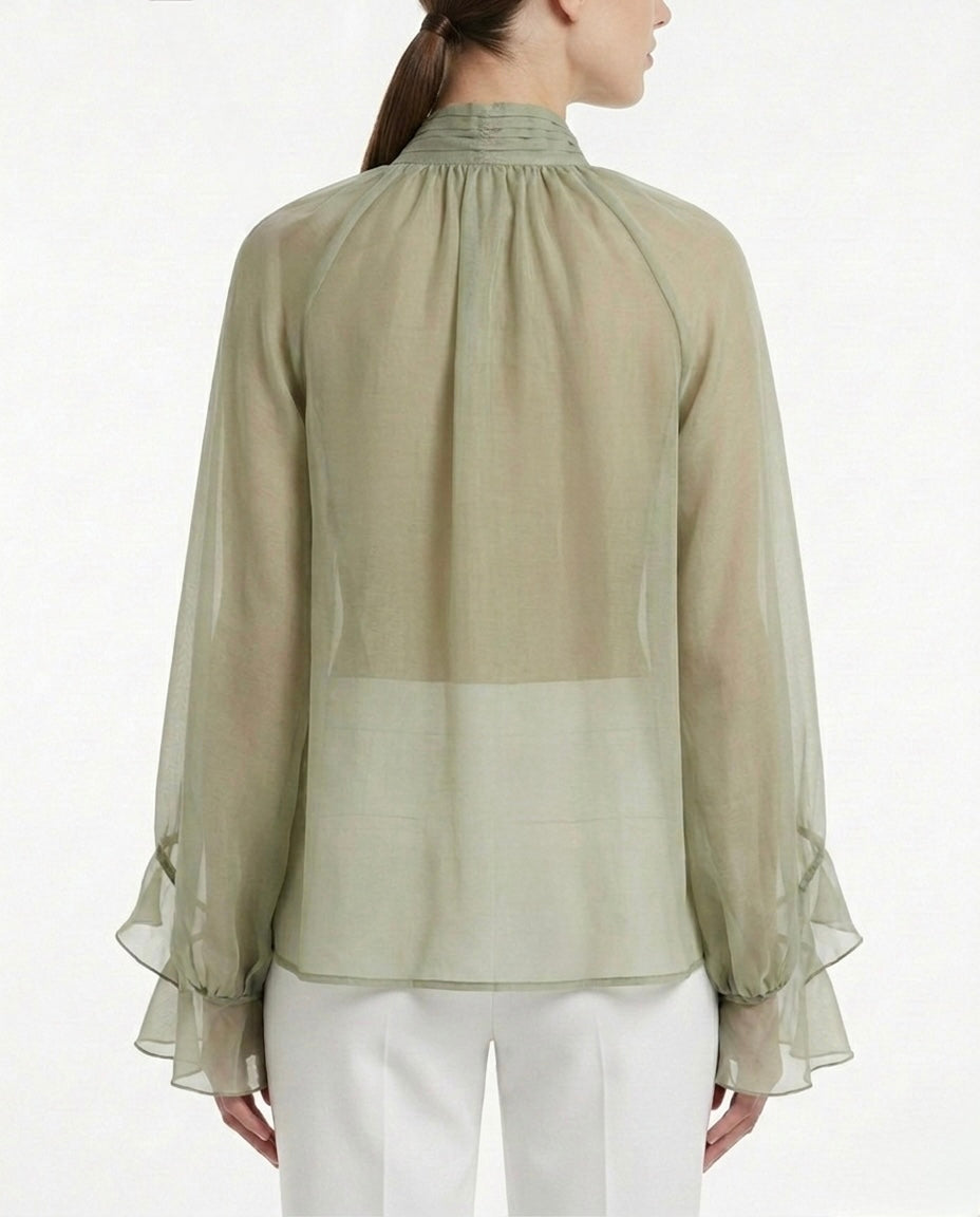 Blusa satin con fiocco