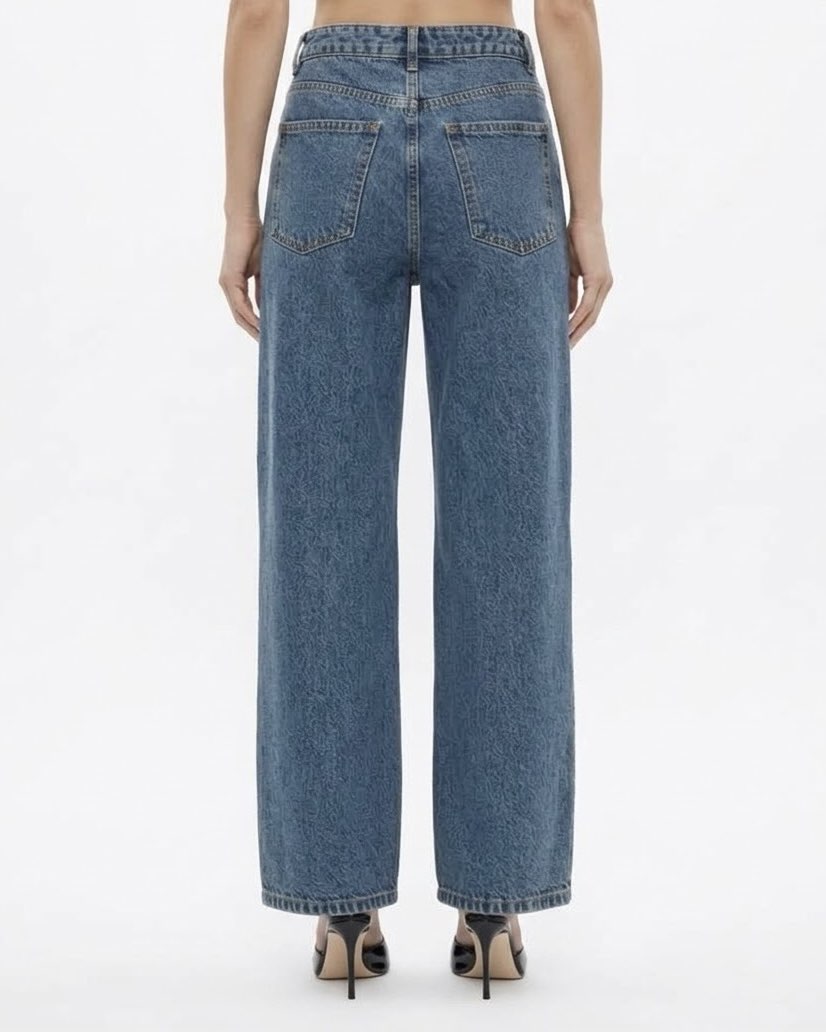 Jeans H2O Italia Wide Leg Blu con Dettagli Ricamati