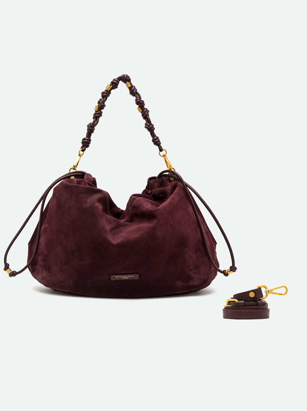 Borsa a Spalla Gianni Chiarini Morgana Grande in Pelle Scamosciata Amarone