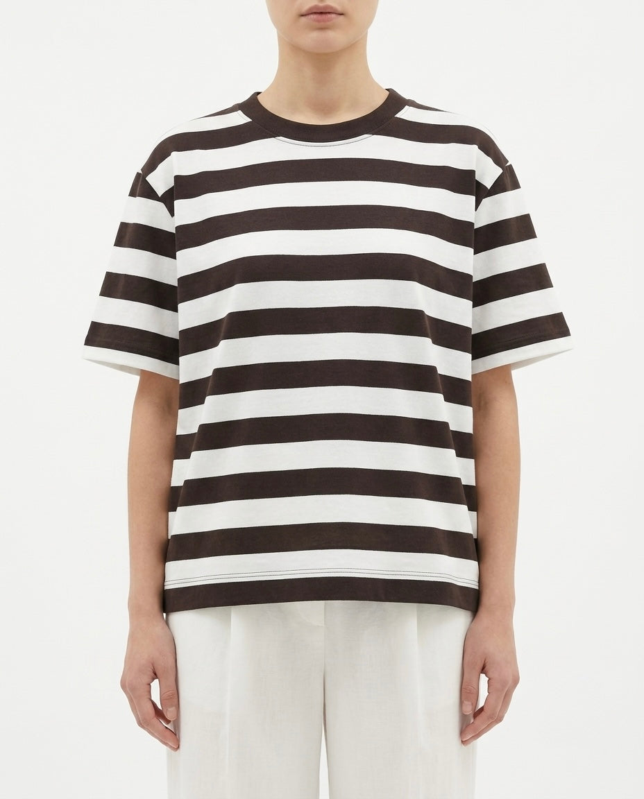 T-shirt a righe bordeaux e bianche