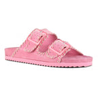 Sandali suede rosa con doppia fibbia