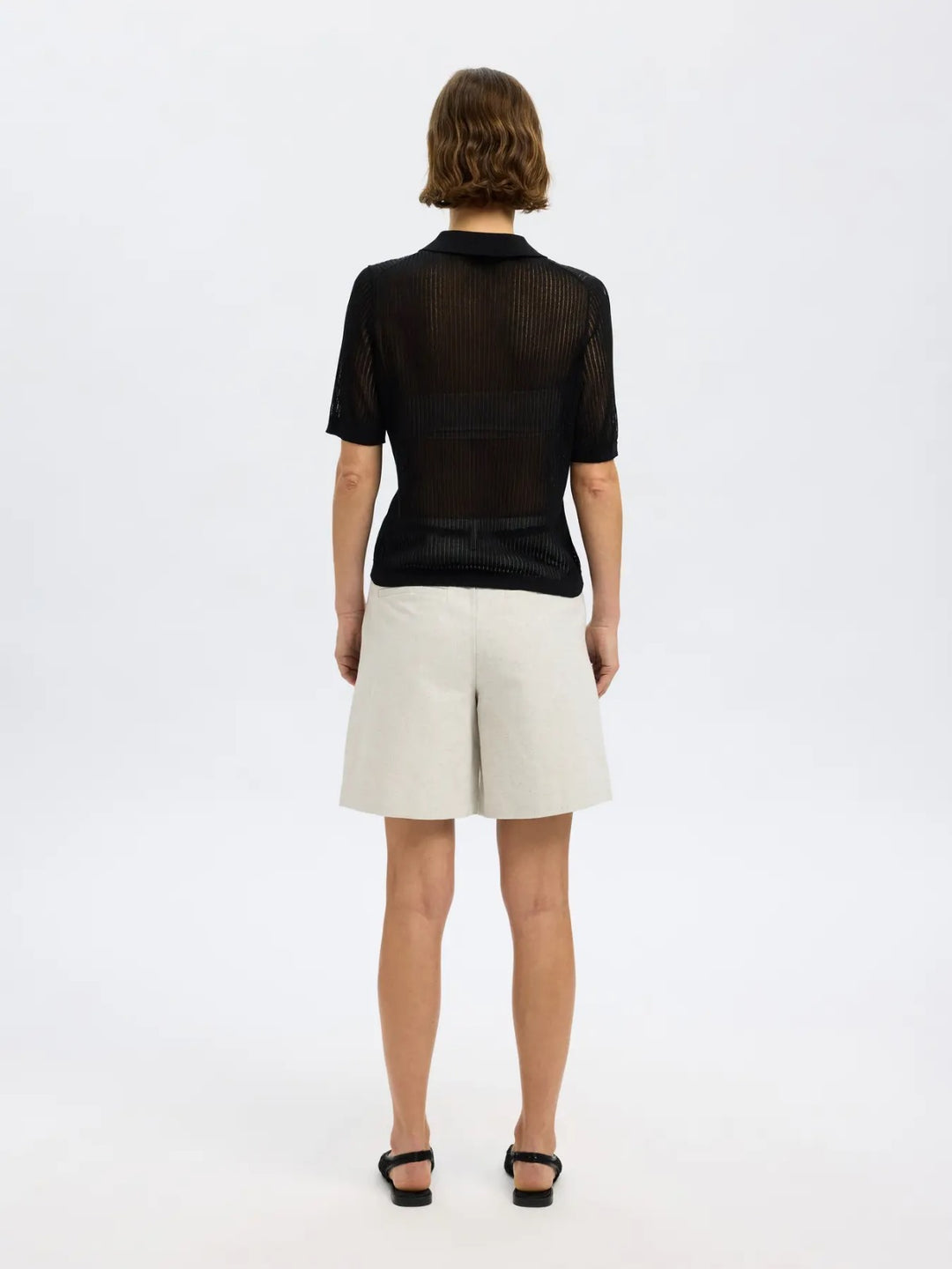 Polo Maglia Beige in Maglia a Costine
