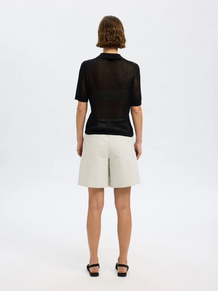 Polo Maglia Beige in Maglia a Costine
