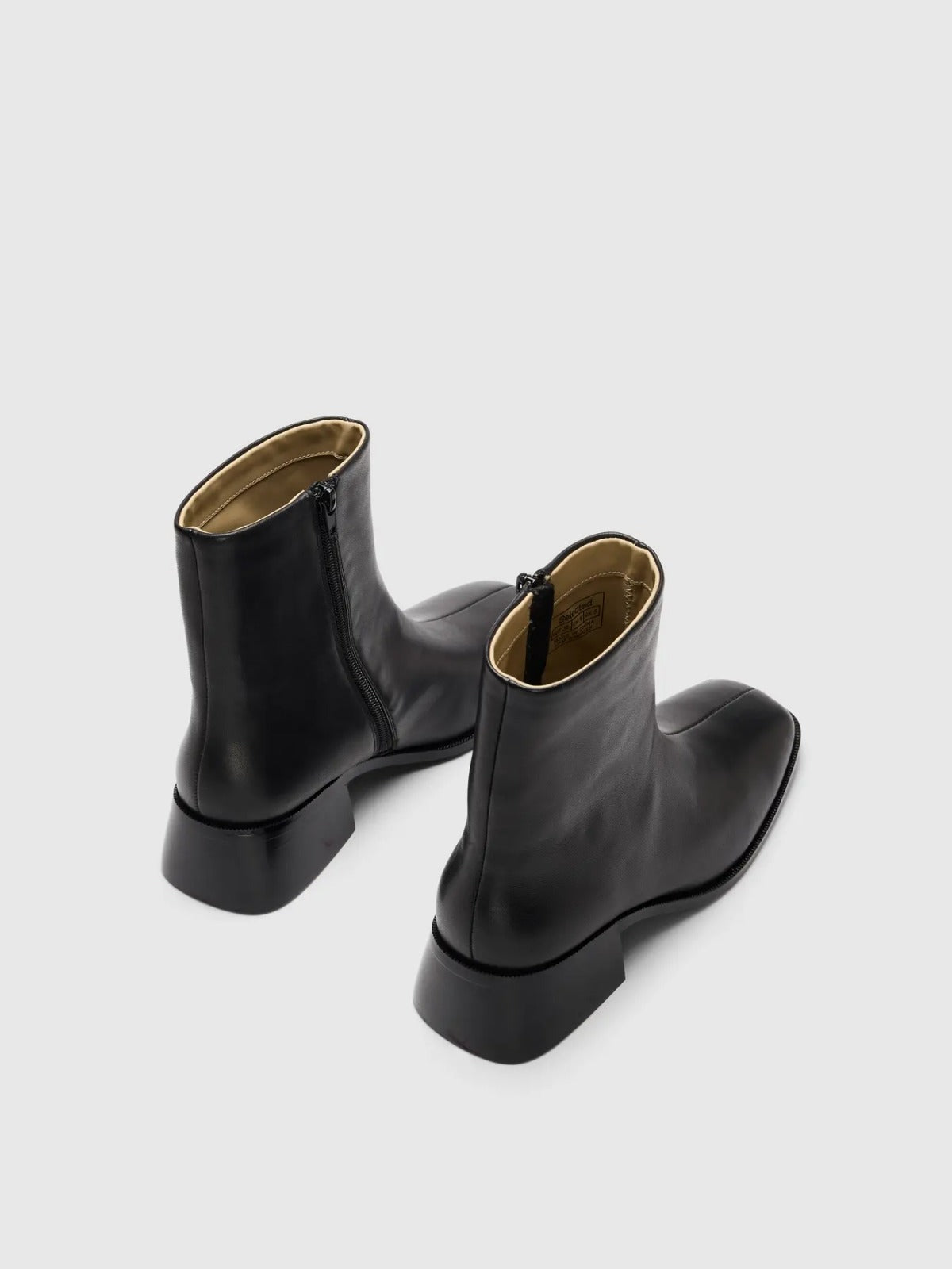 Stivaletto Selected Femme Nero in Pelle con Tacco Medio