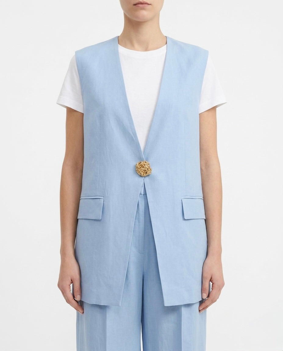 Gilet con bottone gioiello