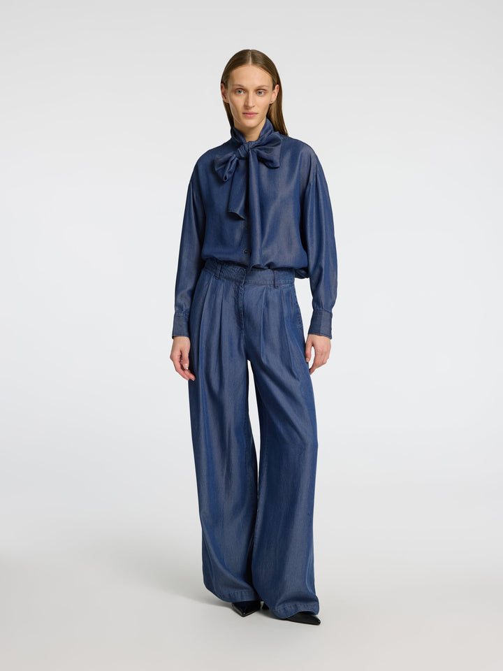 Pantaloni Palazzo in Denim Leggero