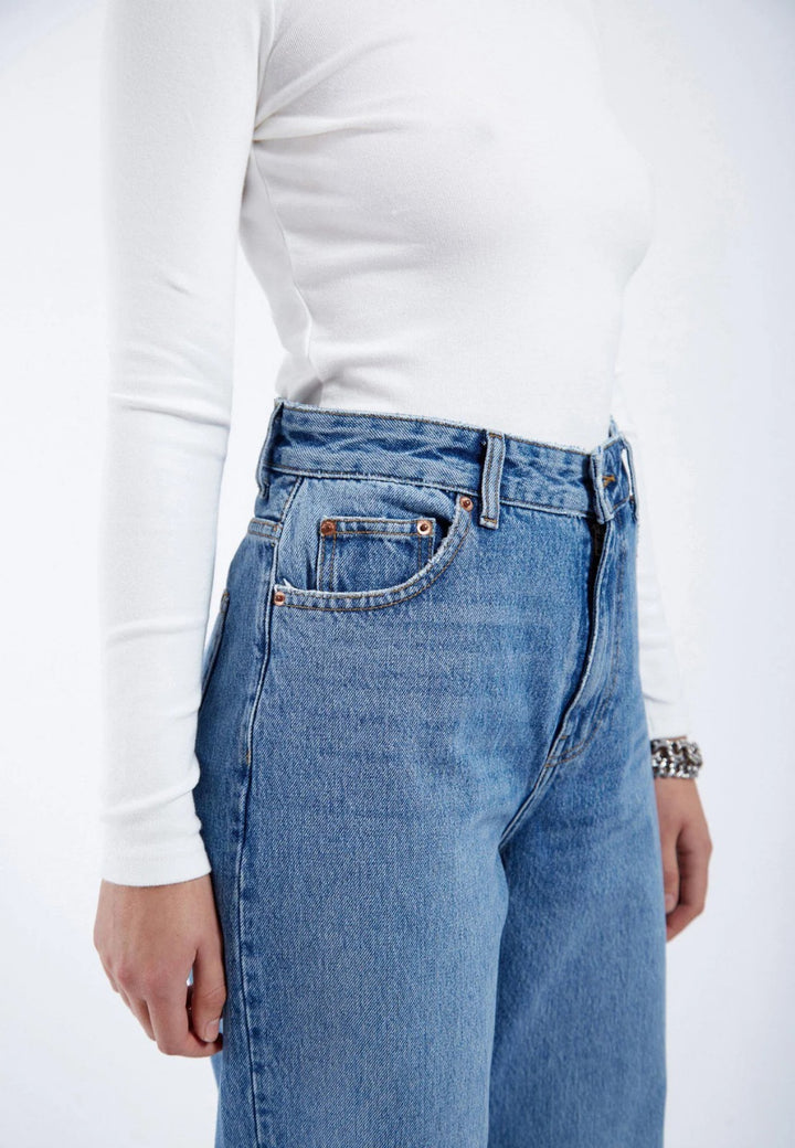 Jeans wide leg a vita alta