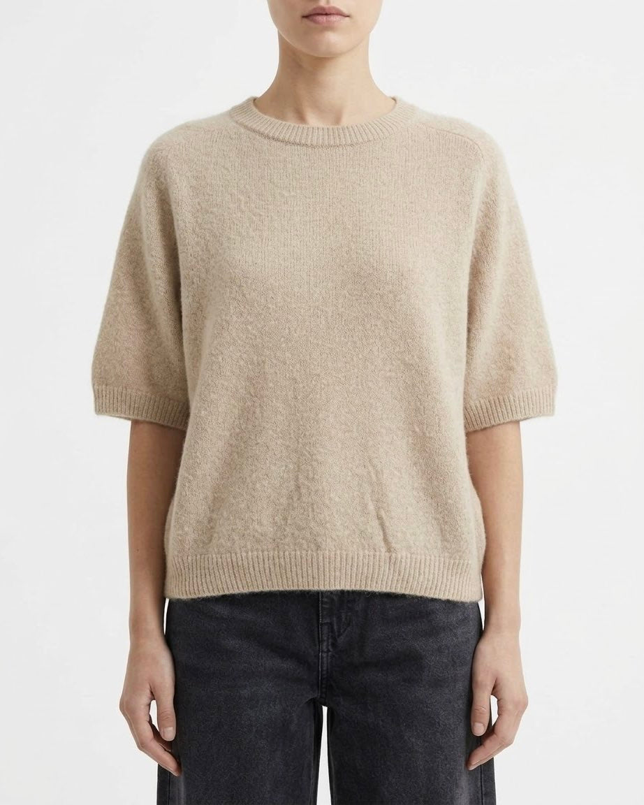 Maglia H2O Italia in Alpaca Peach Mousse, Amarone e Lana con Maniche Corte