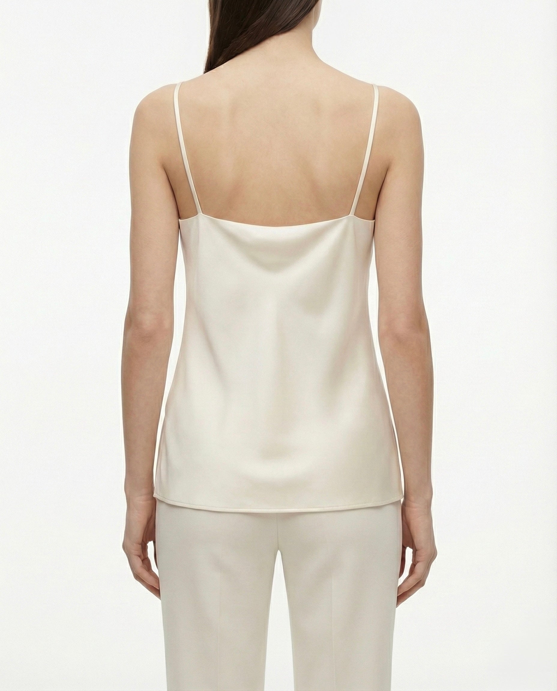 Top in raso con scollo drappeggiato e