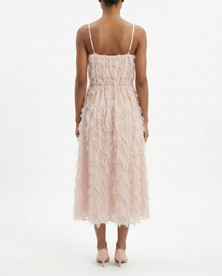 Abito midi con spalline e frange