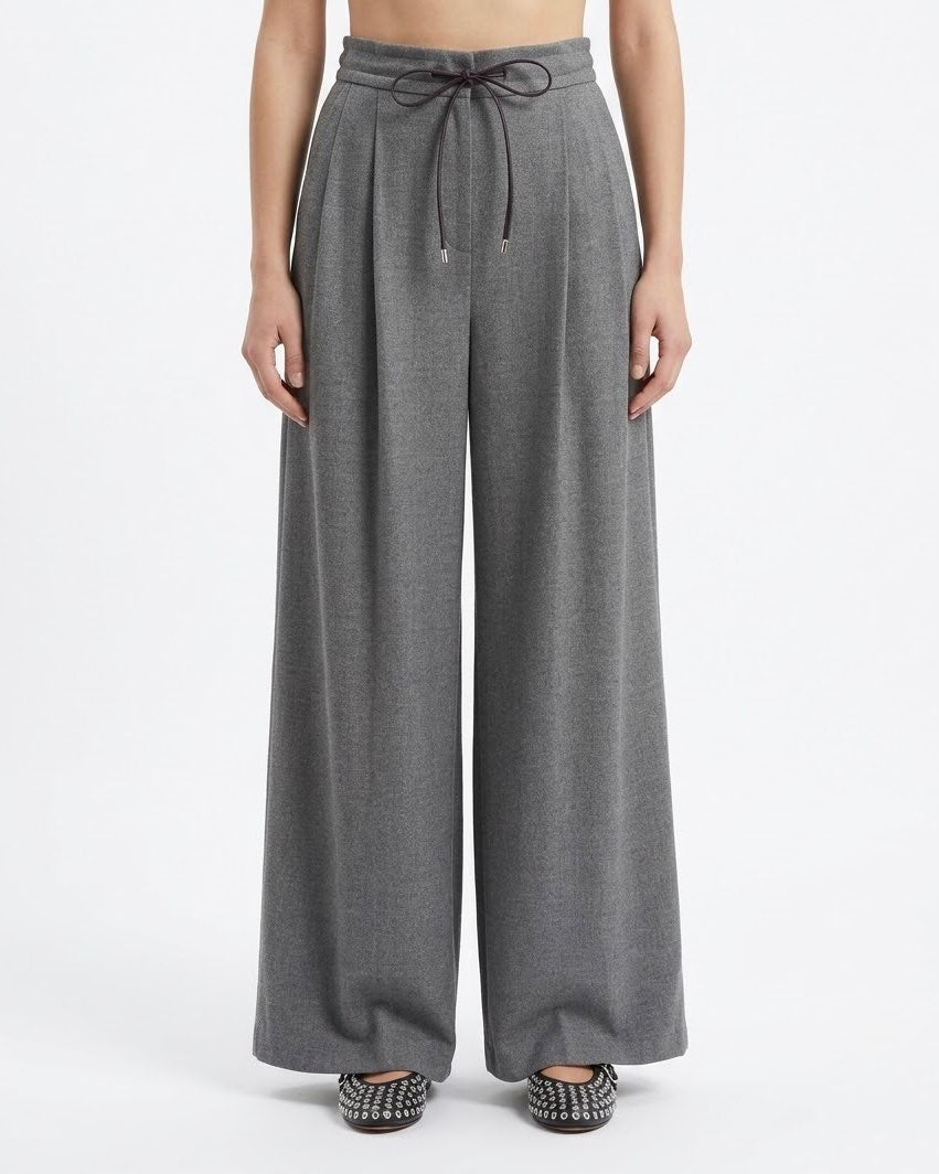 Pantalone H2O Italia Grigio a Gamba Ampia in Misto Lana