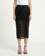 Gonna midi semi trasparente con arricciature