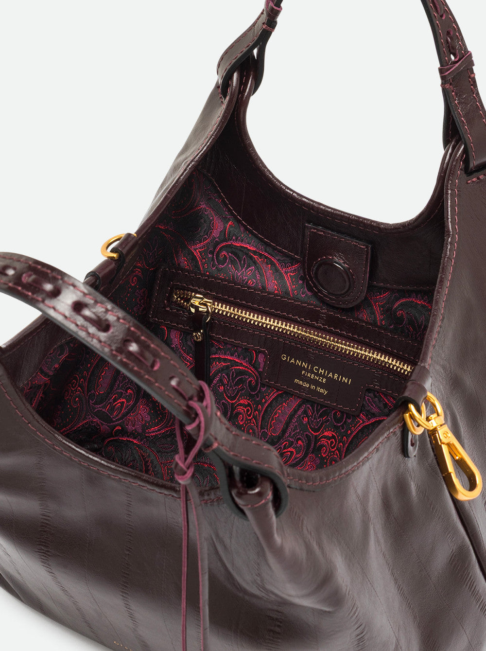 Borsa a Mano Dua Gianni Chiarini in Pelle Anguilla Antique Ruby Media