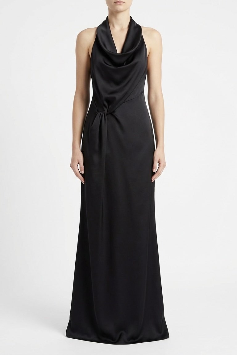 Abito lungo con drappeggio