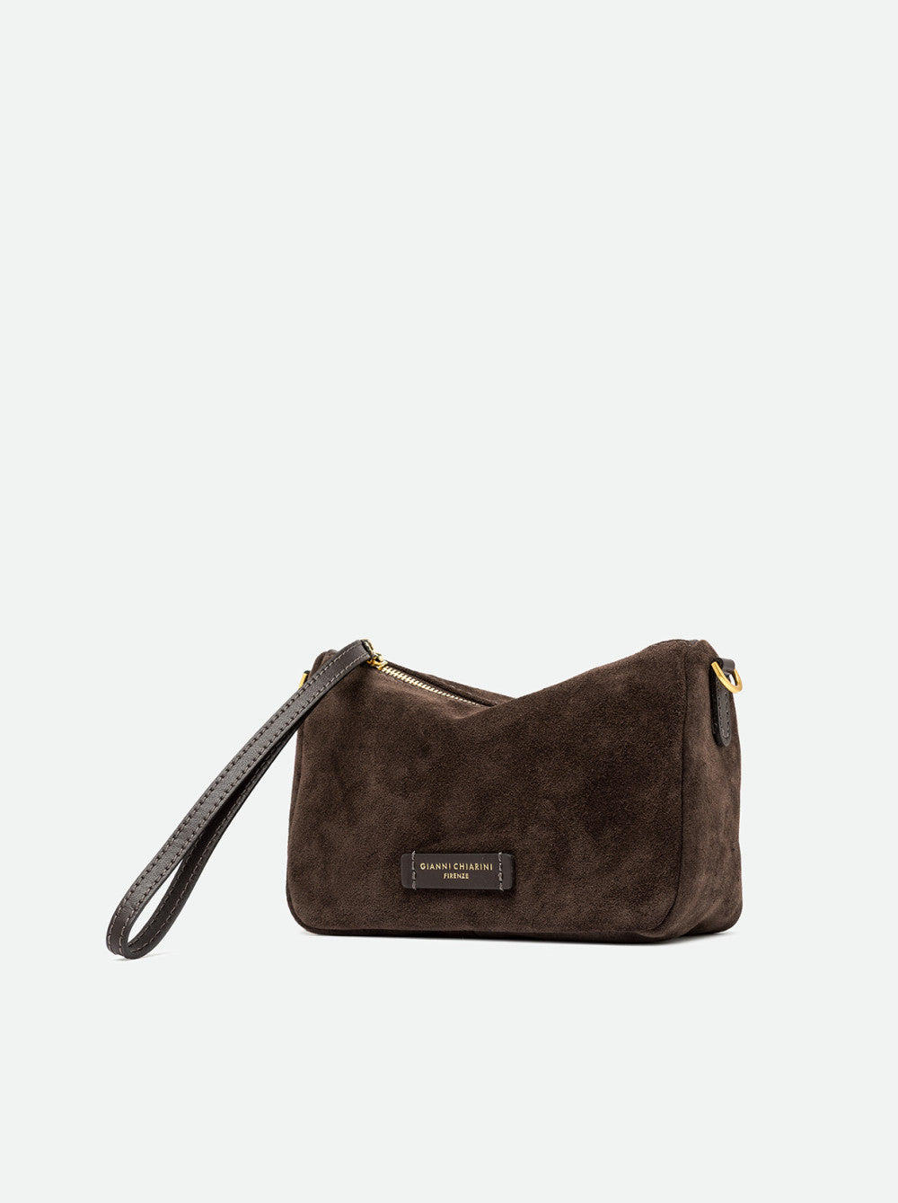 Borsa a Spalla Gianni Chiarini Nora Pouch Piccola in Pelle Scamosciata Moka
