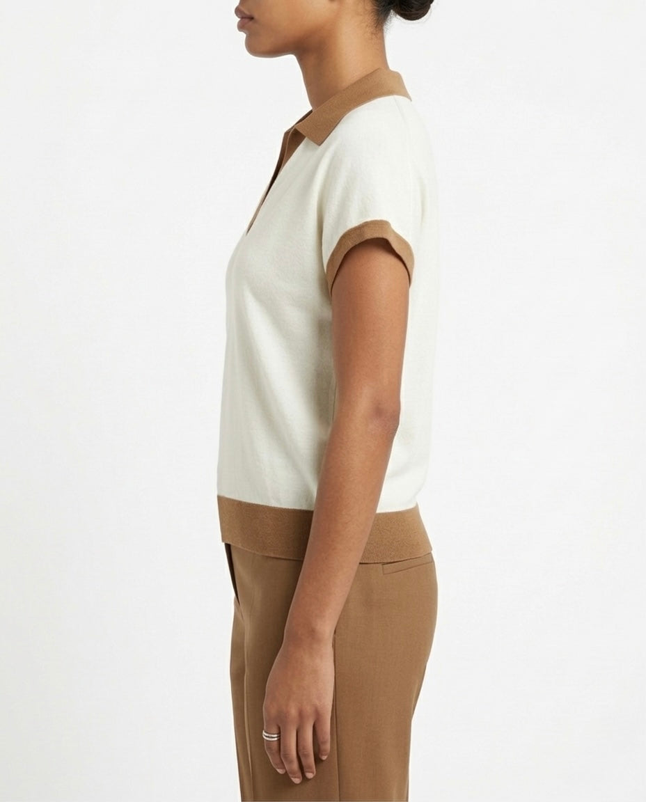 Polo in filo in cotone e lino