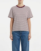 T-shirt a righe bordeaux e bianche