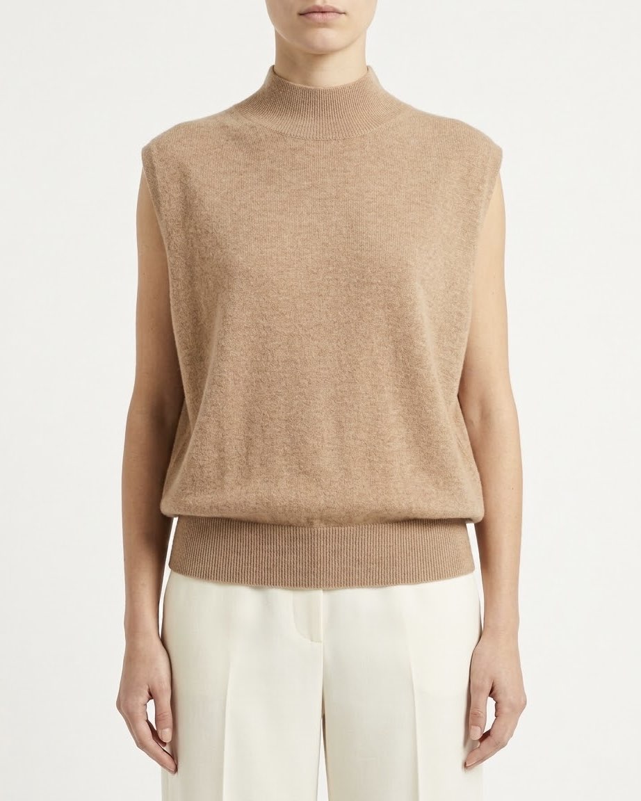 Gilet Maglia H2O Italia in Lana e Cashmere Beige, Grigio Scuro e Cammello