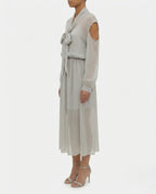 Abito midi chiffon con maniche cut-out