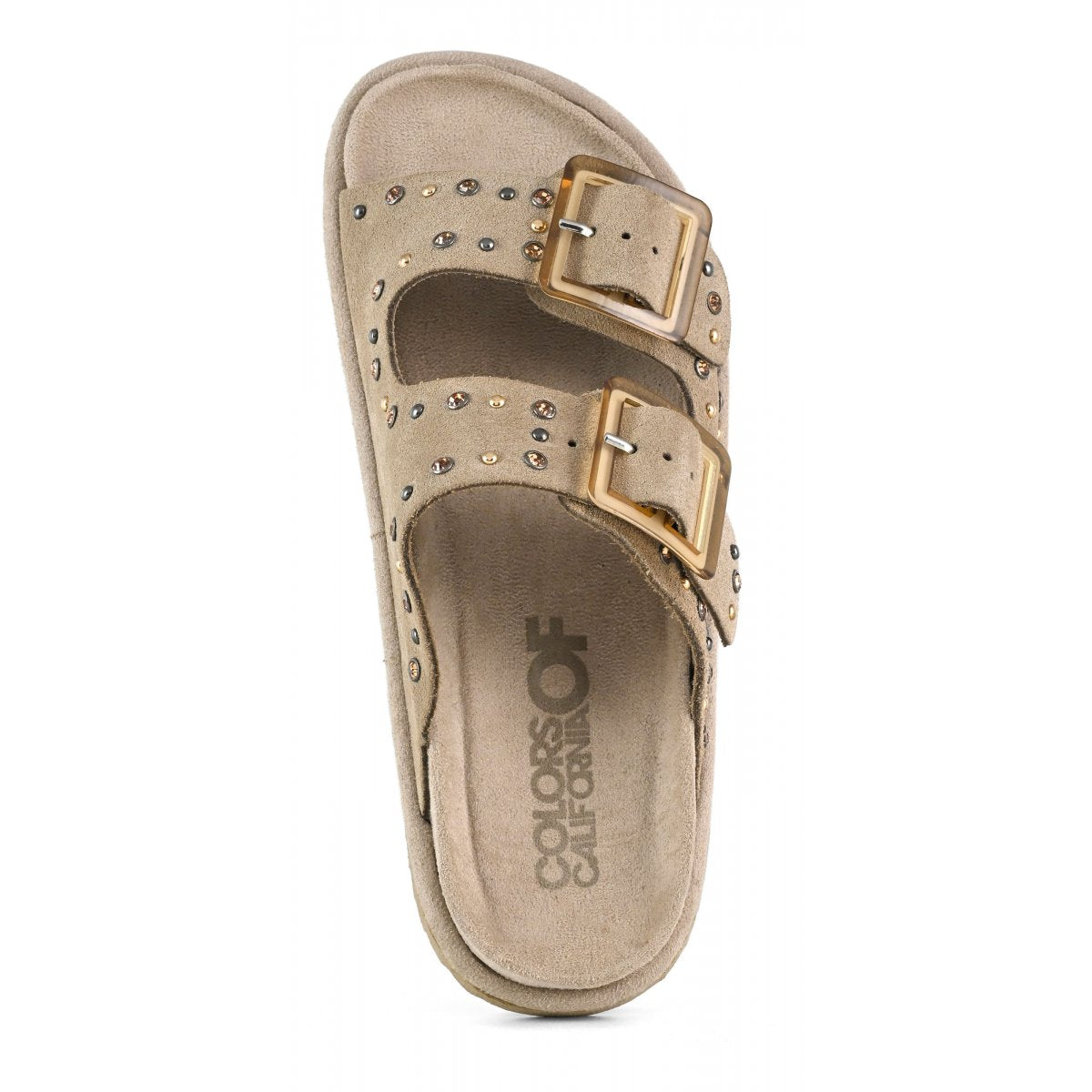 Sandali con fibbie e borchie in suede