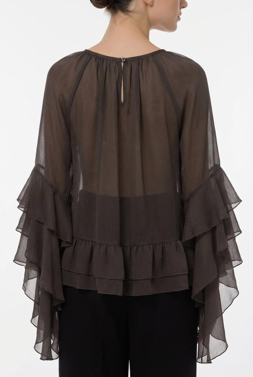 Blusa con balze in chiffon