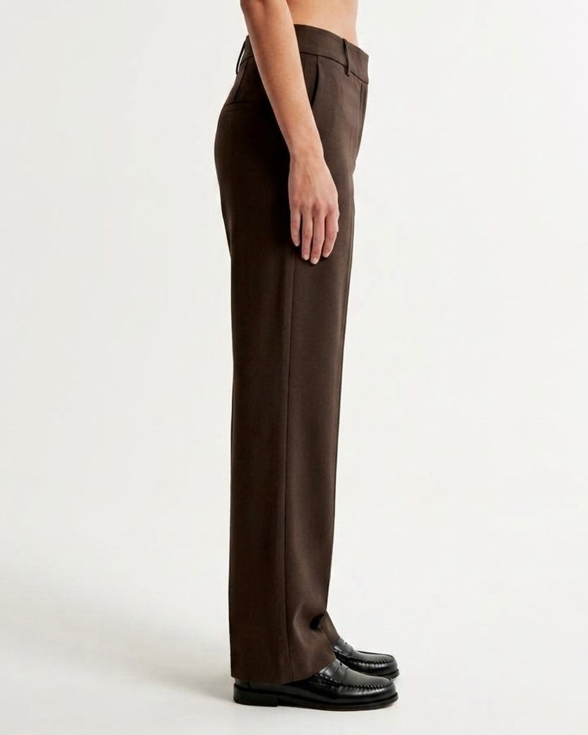 Pantalone Marrone Selected Femme sartoriale dritto