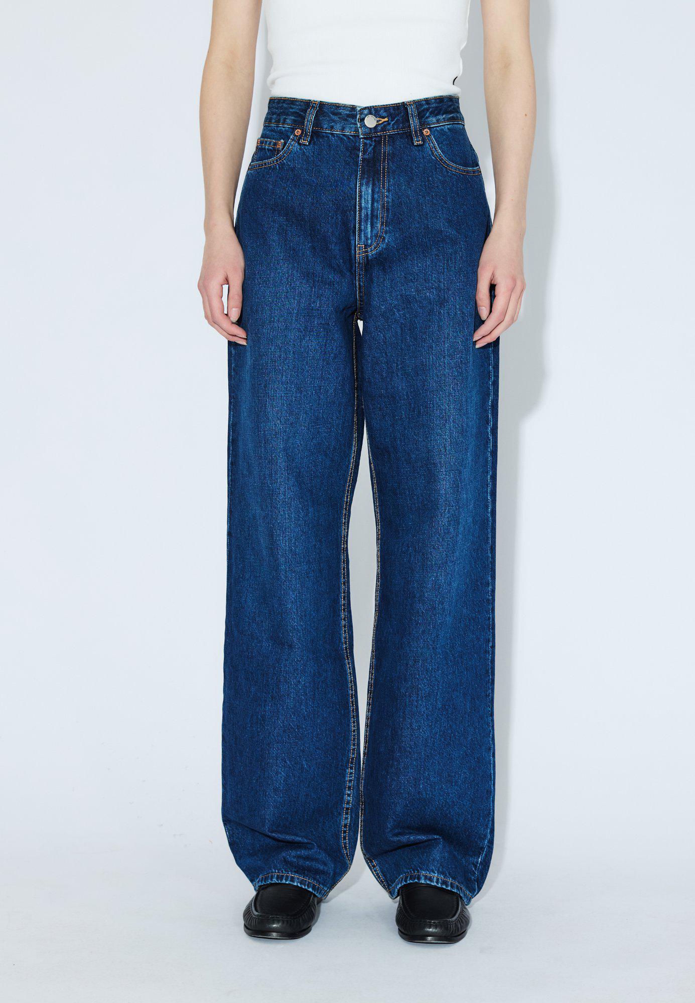 Jeans wide leg blu a vita alta