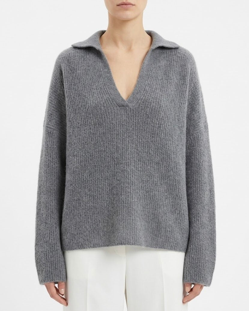 Maglia H2O Italia in Alpaca Amarone e Grigio con Scollo a V