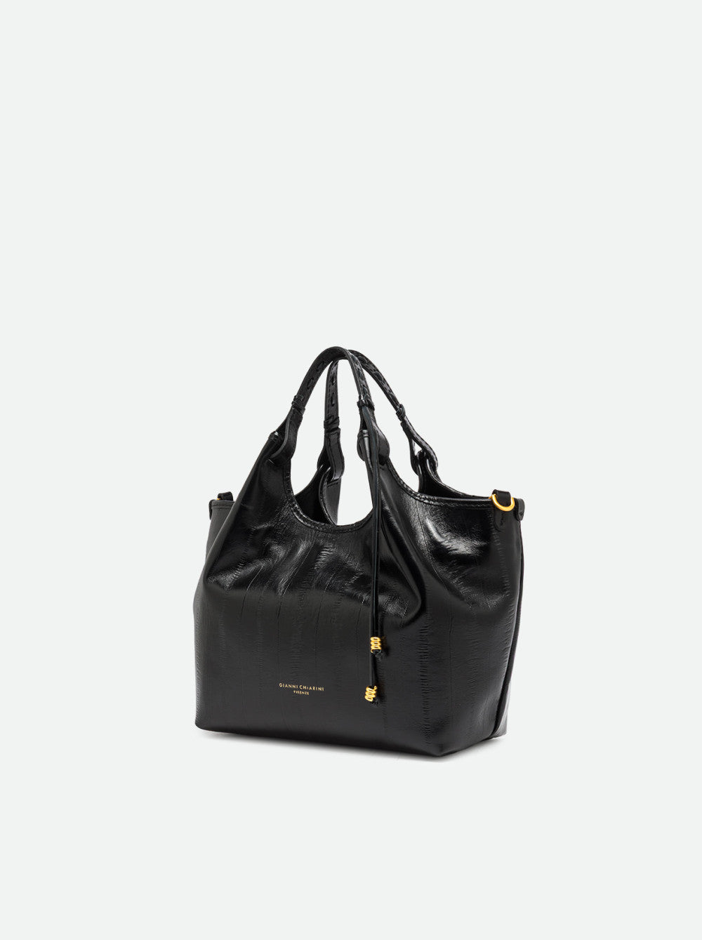 Borsa a Mano Dua Gianni Chiarini in Pelle Anguilla Nera Media