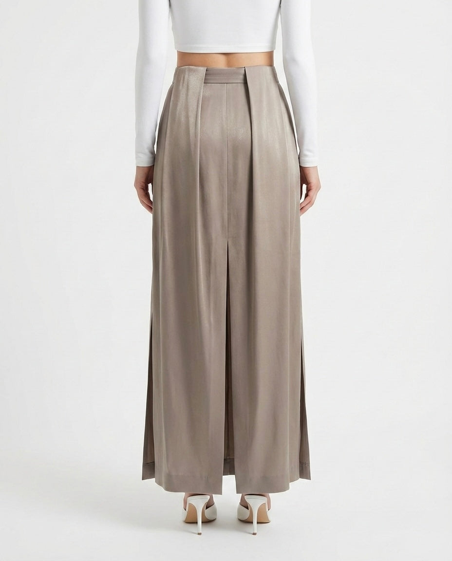 Gonna mini drappeggiata in tessuto lucido