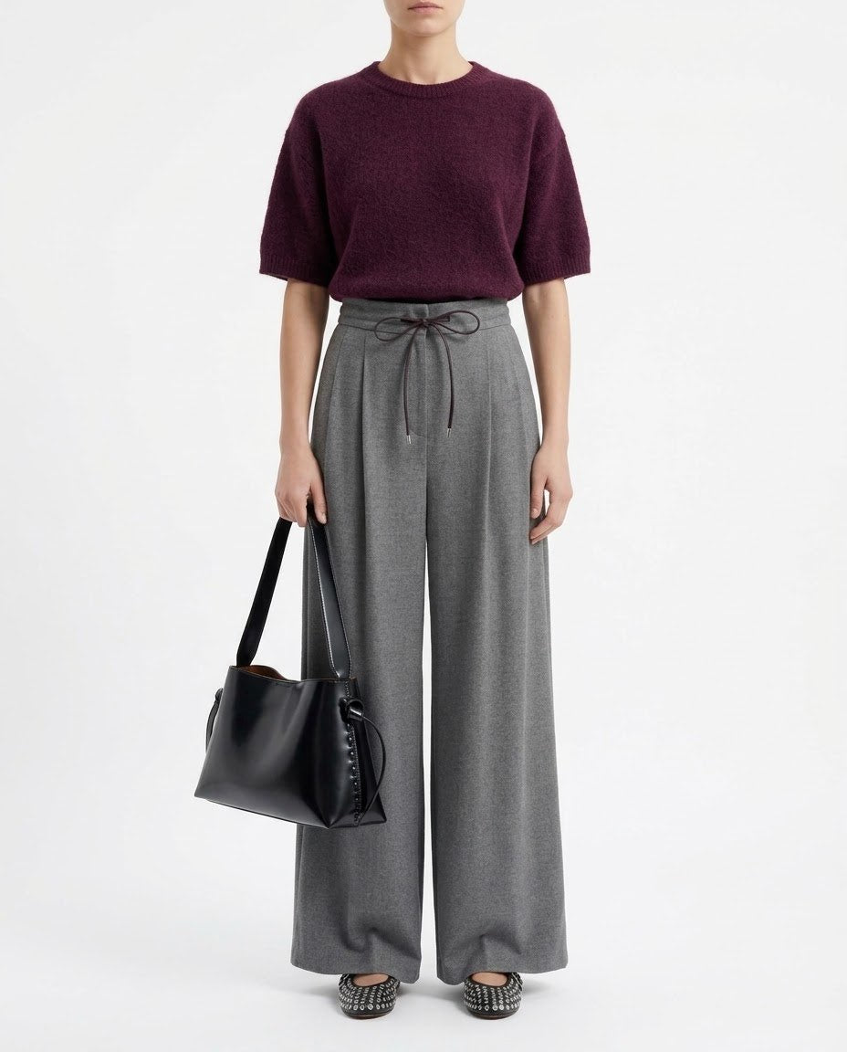 Pantalone H2O Italia Grigio a Gamba Ampia in Misto Lana