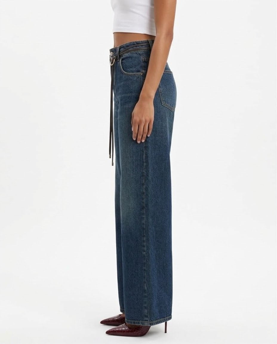 Jeans Wide Leg H2O Italia Blu Denim Scuro in 100% Cotone