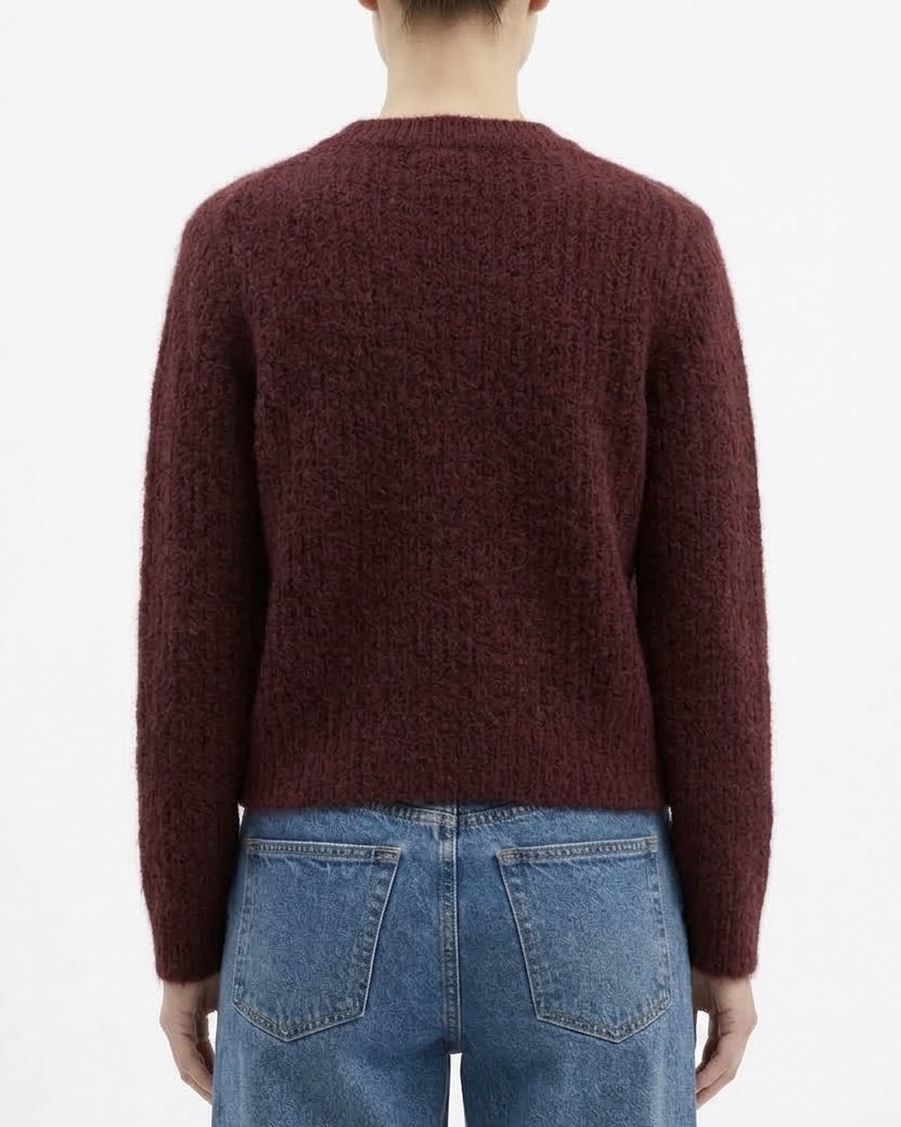 Cardigan Selected Femme in Alpaca RAS con Bottoni Rivestiti