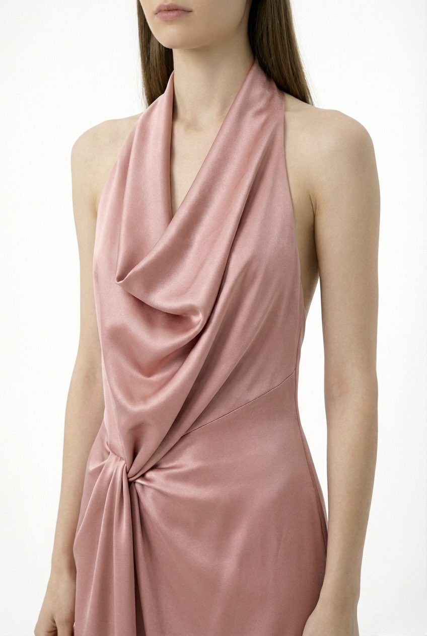 Abito lungo con drappeggio