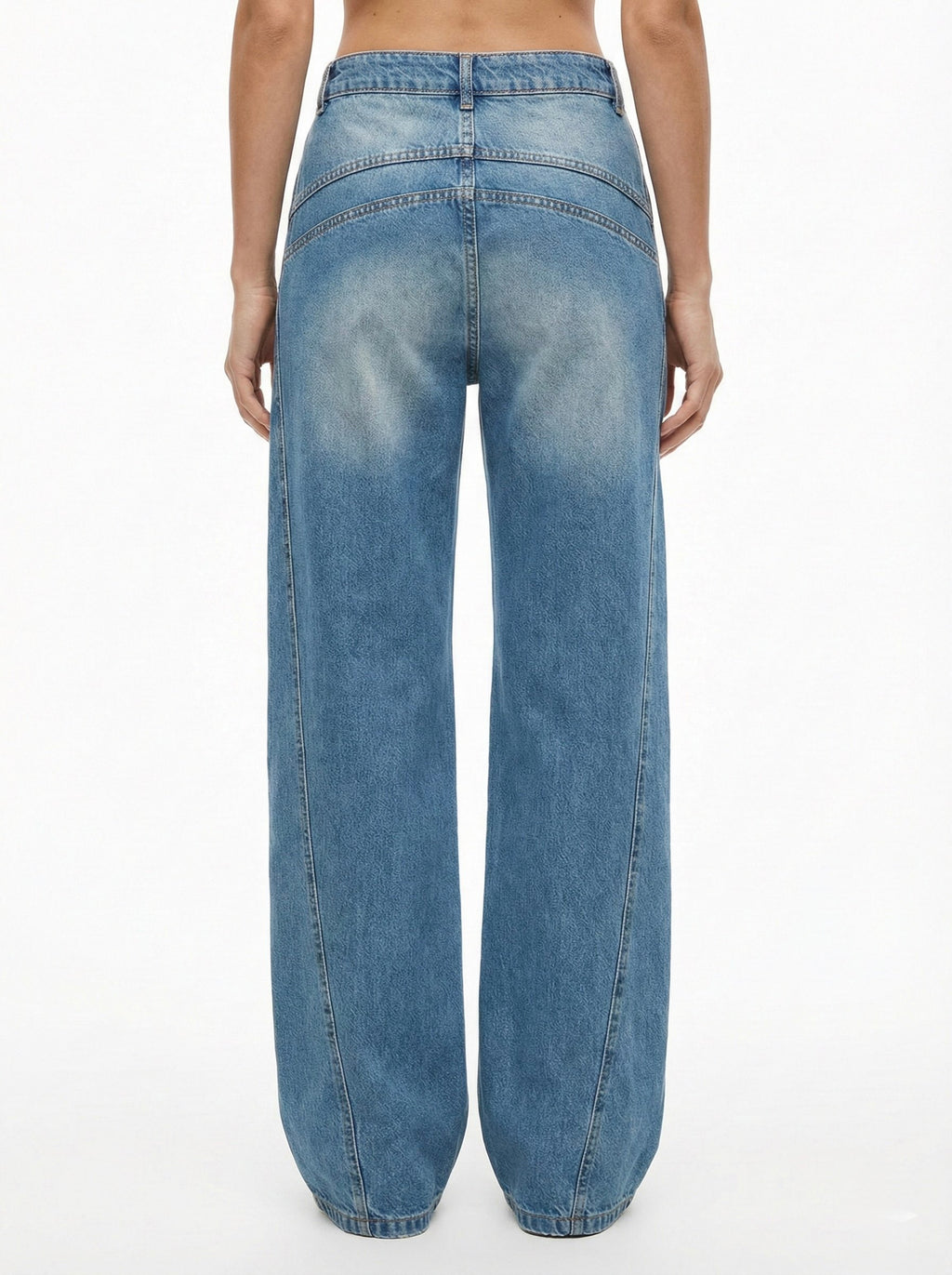 Jeans palazzo con foulard in vita