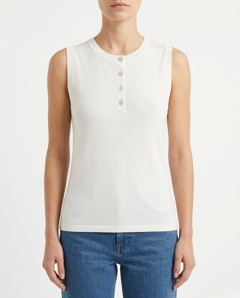 Top in cotone e lino