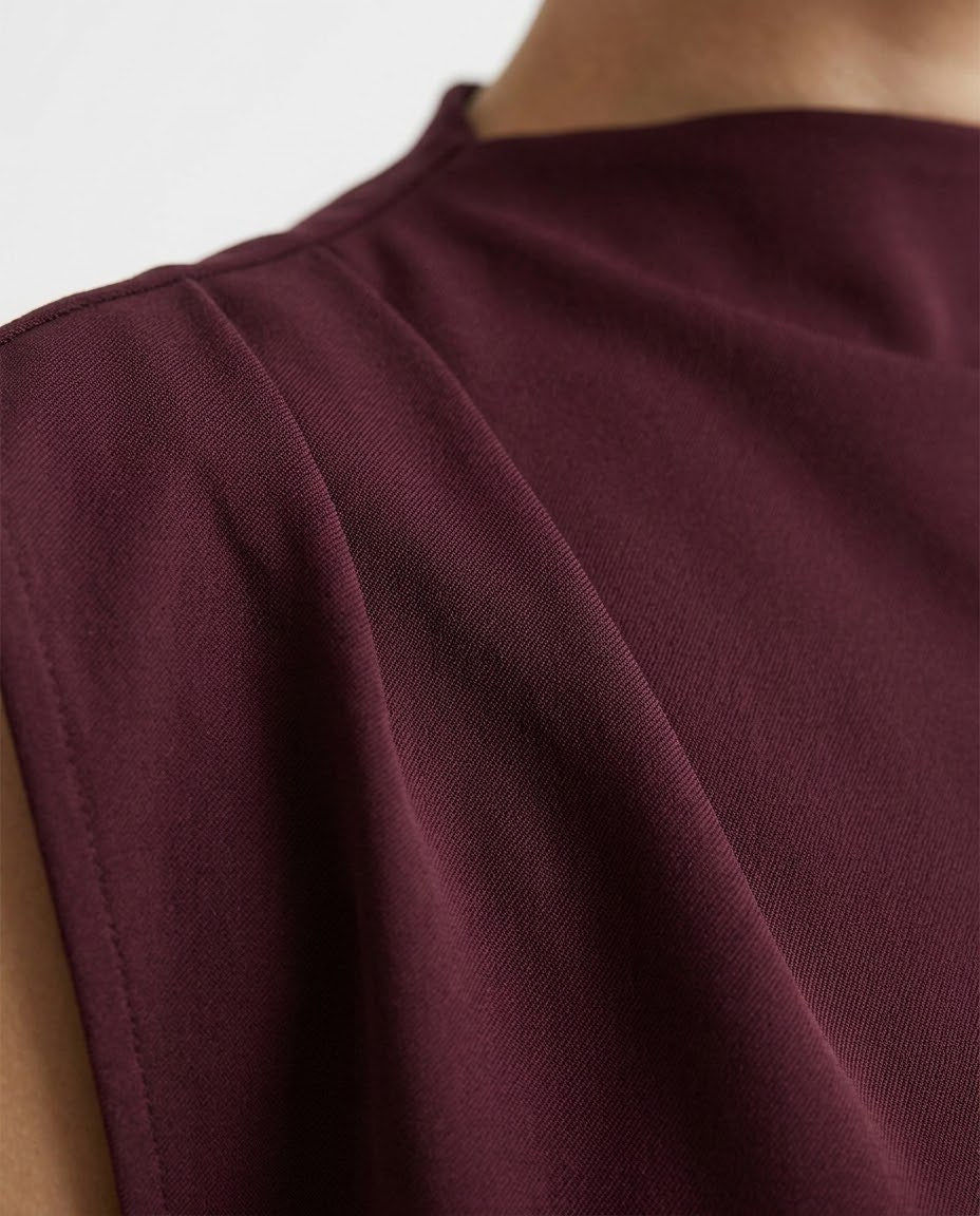 Blusa drappeggiata con spalle strutturate H2O Italia Amarone