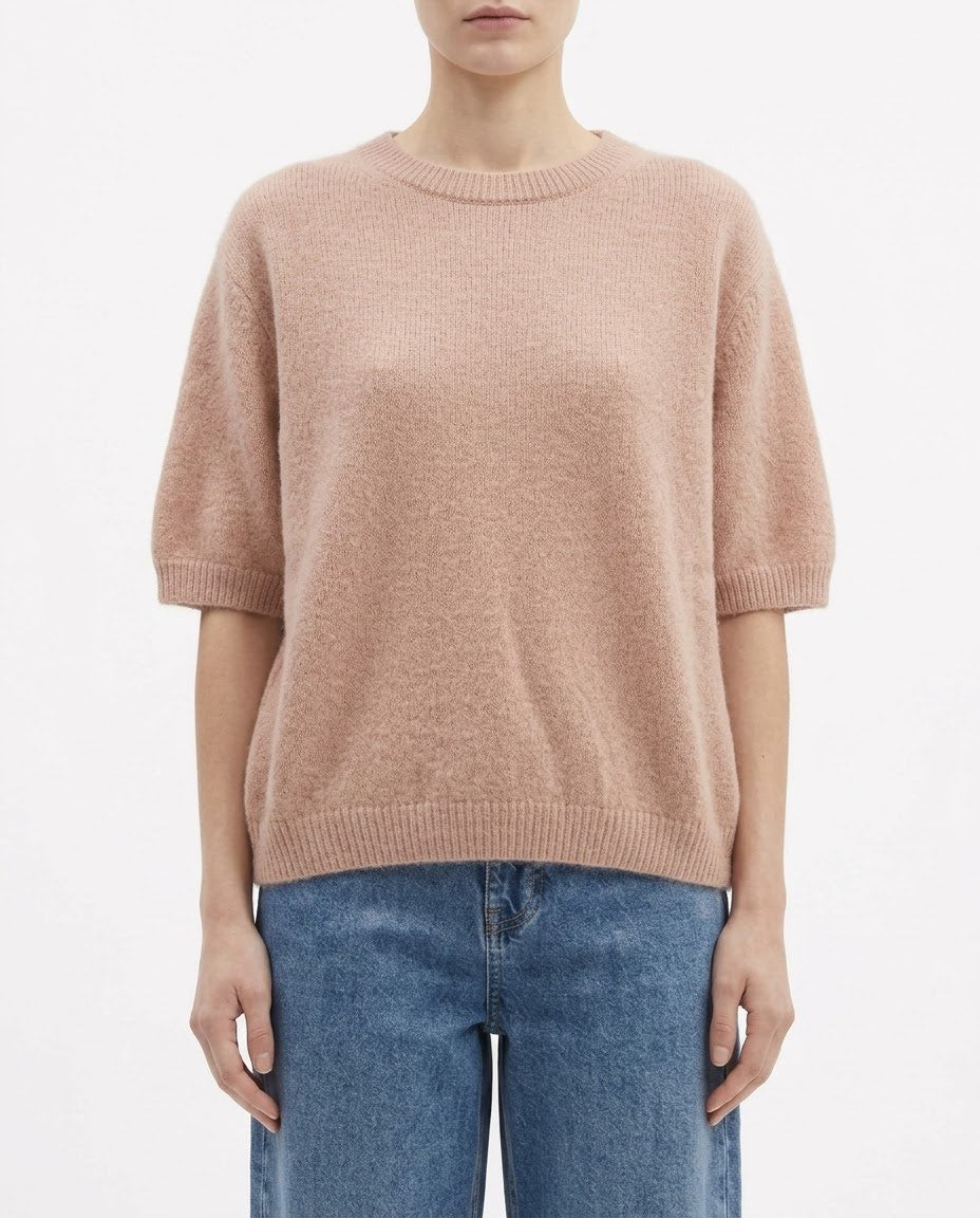 Maglia H2O Italia in Alpaca Peach Mousse, Amarone e Lana con Maniche Corte