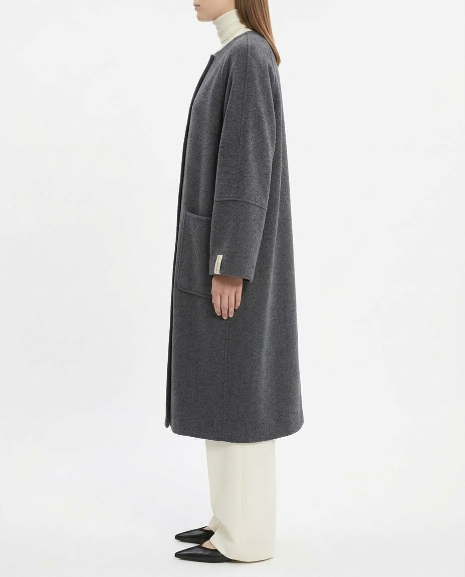 Cappotto Lungo H2O Italia in Misto Lana con Sciarpa Integrata