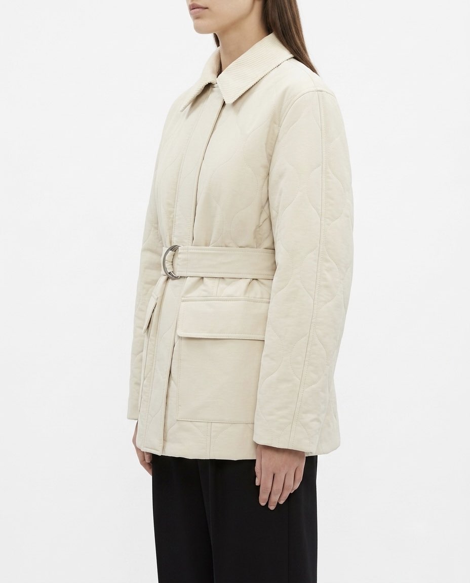 Selected Femme Giubbino trapuntato con cintura Bianco panna