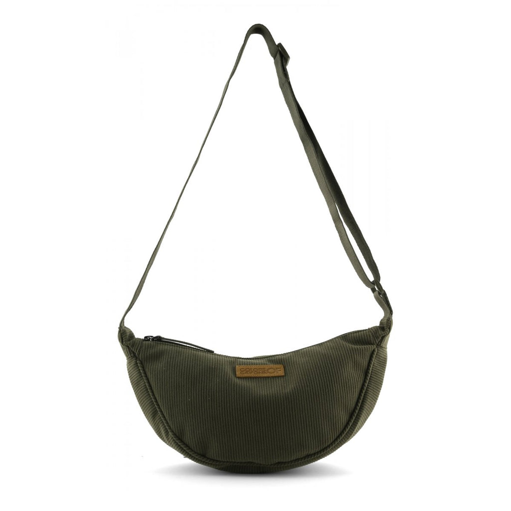 Borsa mezzaluna in velluto a coste