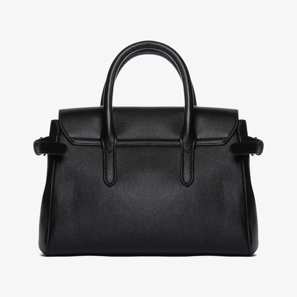 Borsa nera con patch ricamate e tracolla